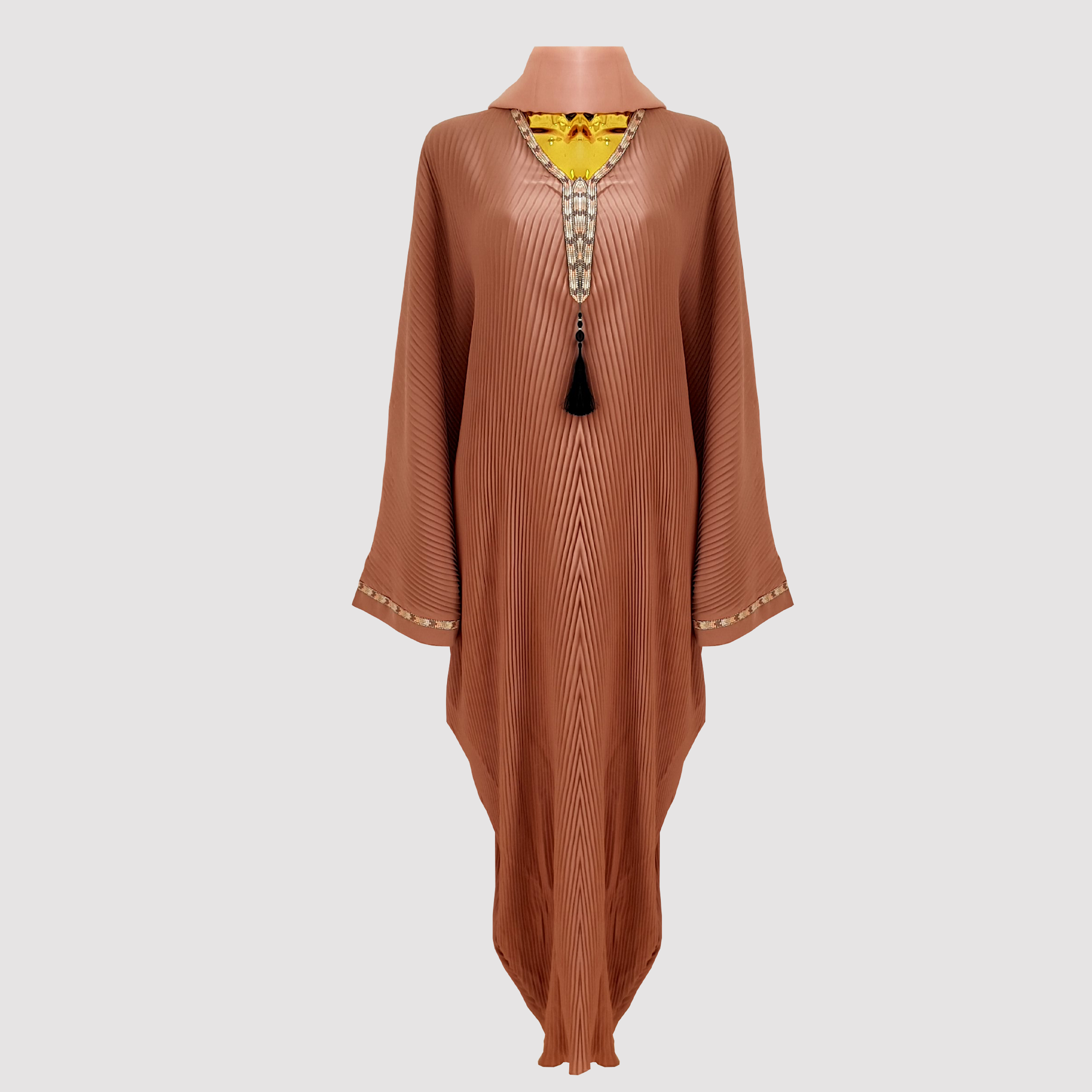 Glamorous Neckline Detail Folded Fabric Abaya