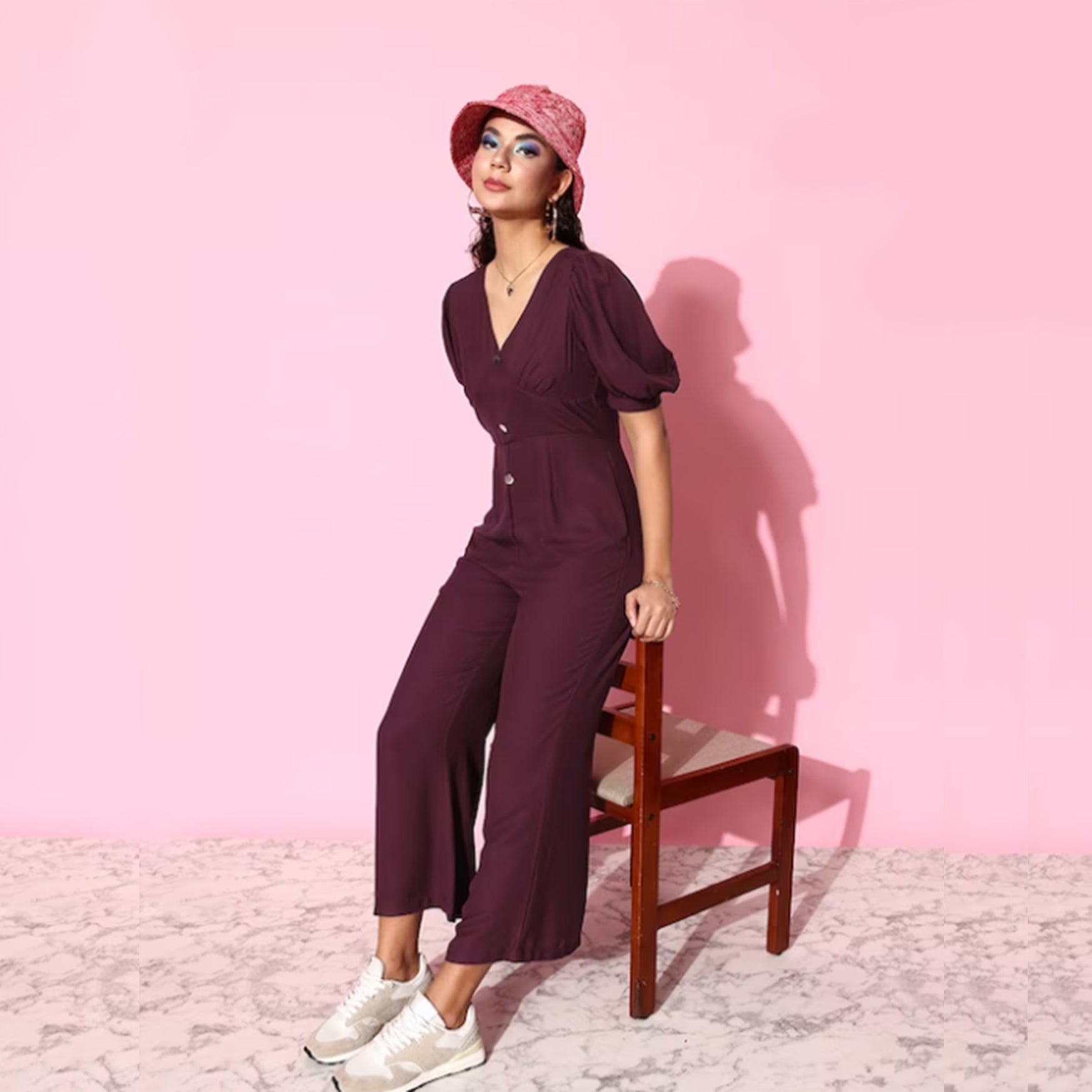 Dusky Burgundy Emo 2.0 Once Upon a Sleeve Basic Jumpsuit