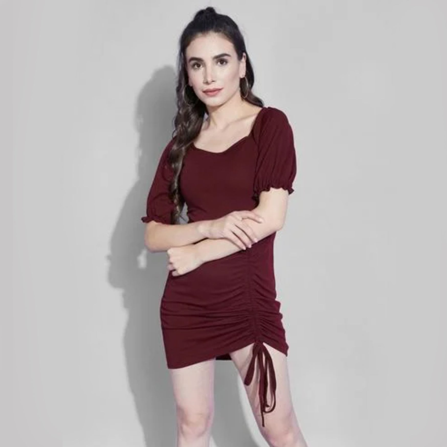 SELVIA Maroon Bodycon Dress