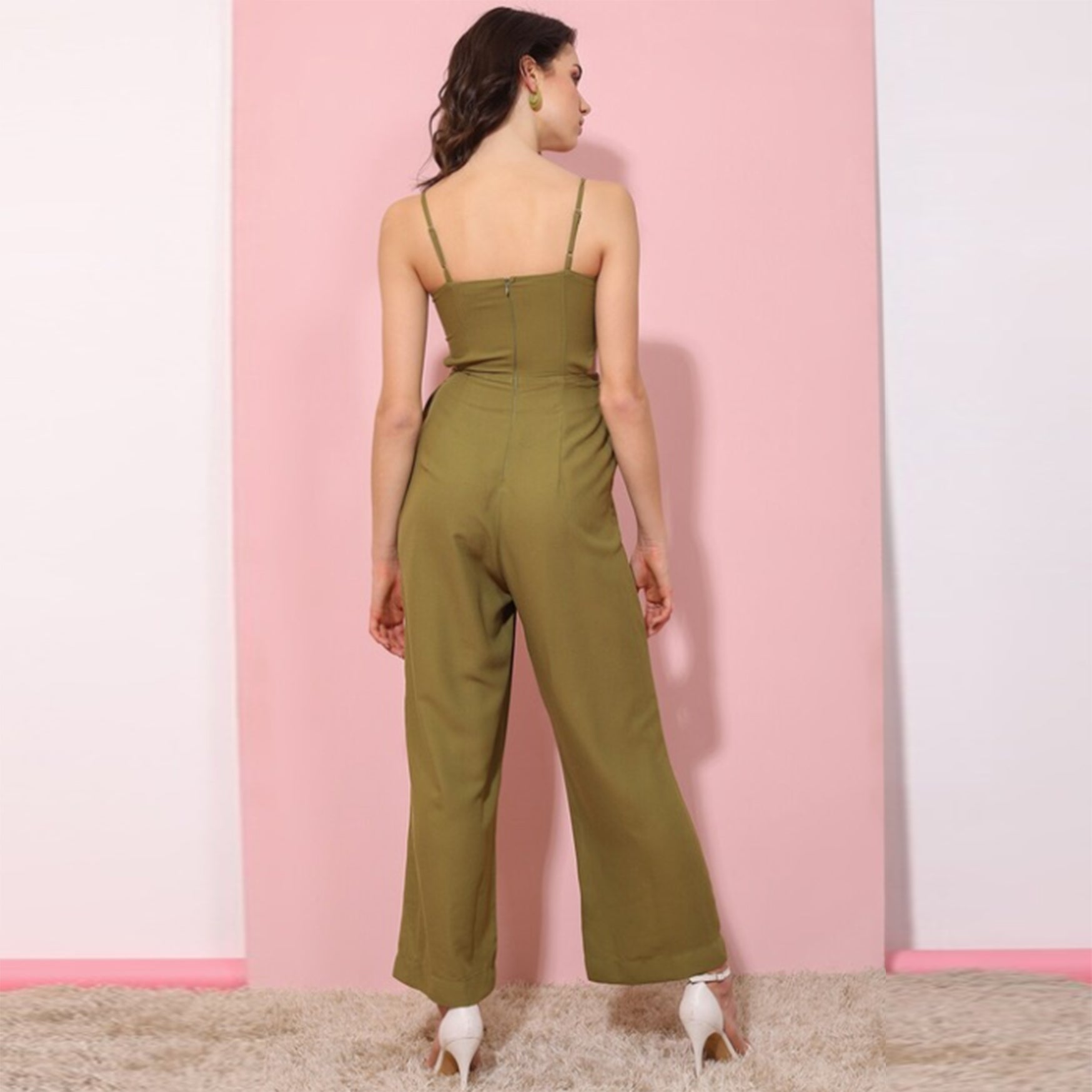 Shoulder Straps Cut Outs Basic Jumpsuit