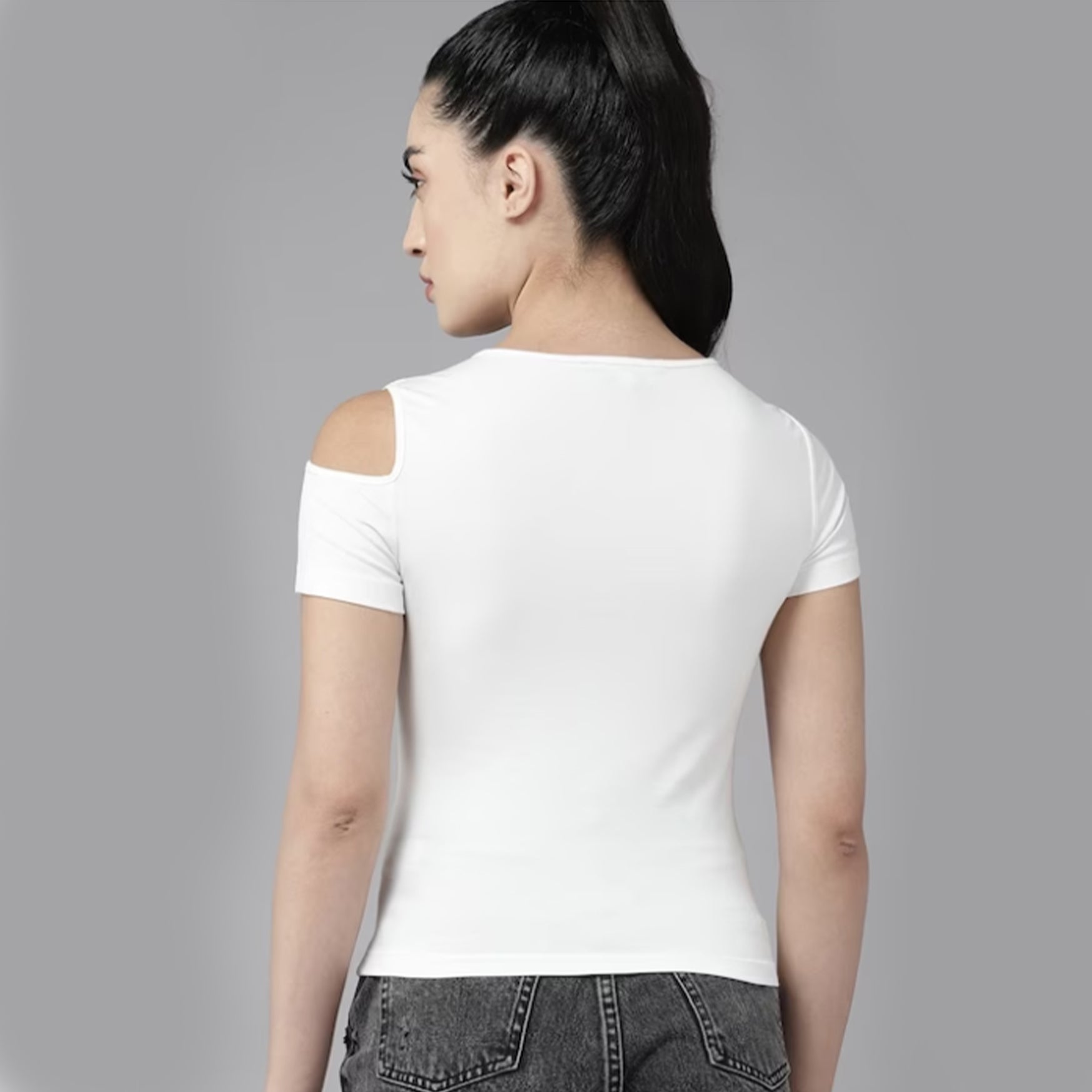 The Lifestyle Co. Cut Out Detailed Fitted Top White
