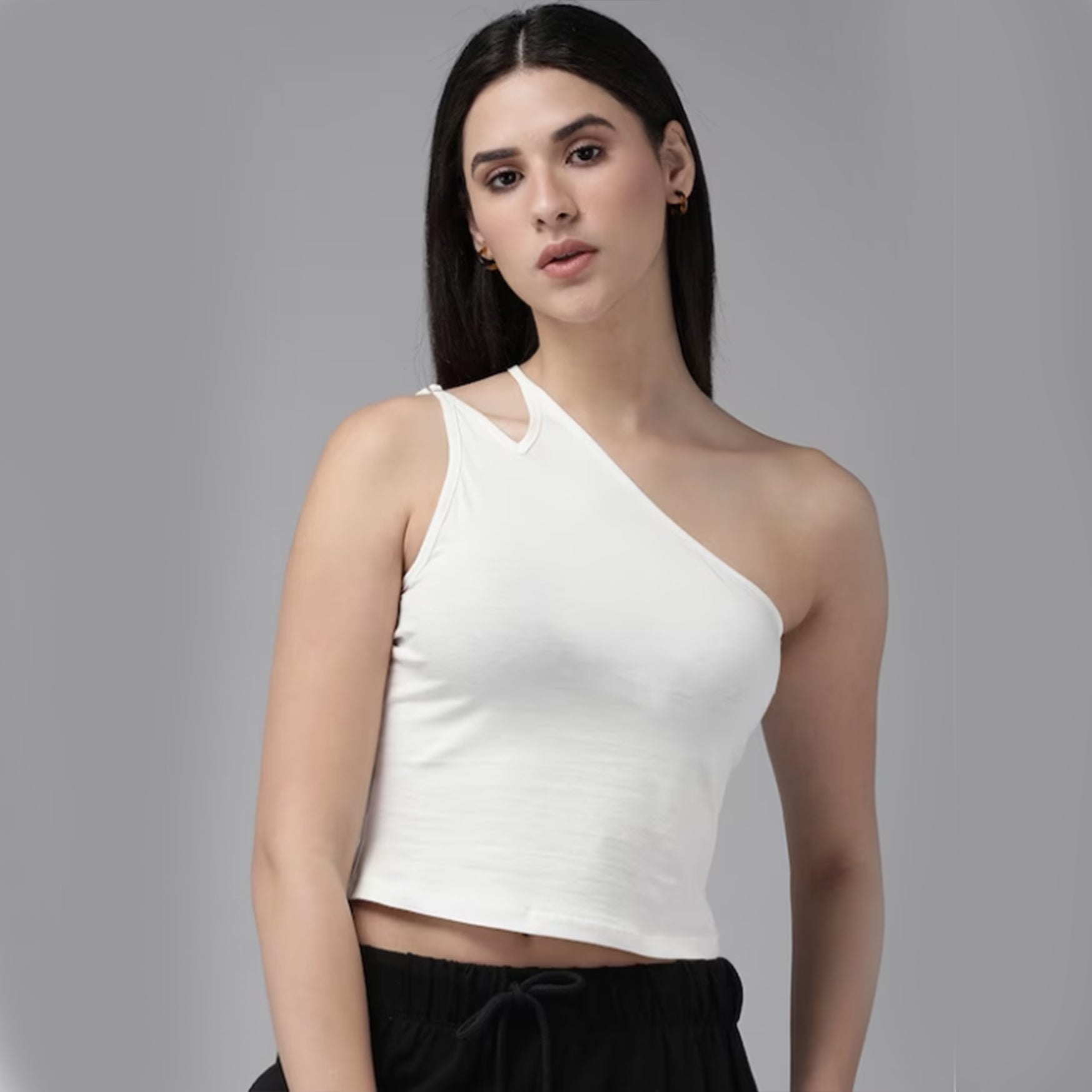 The Lifestyle Co. One Shoulder Fitted Crop Top