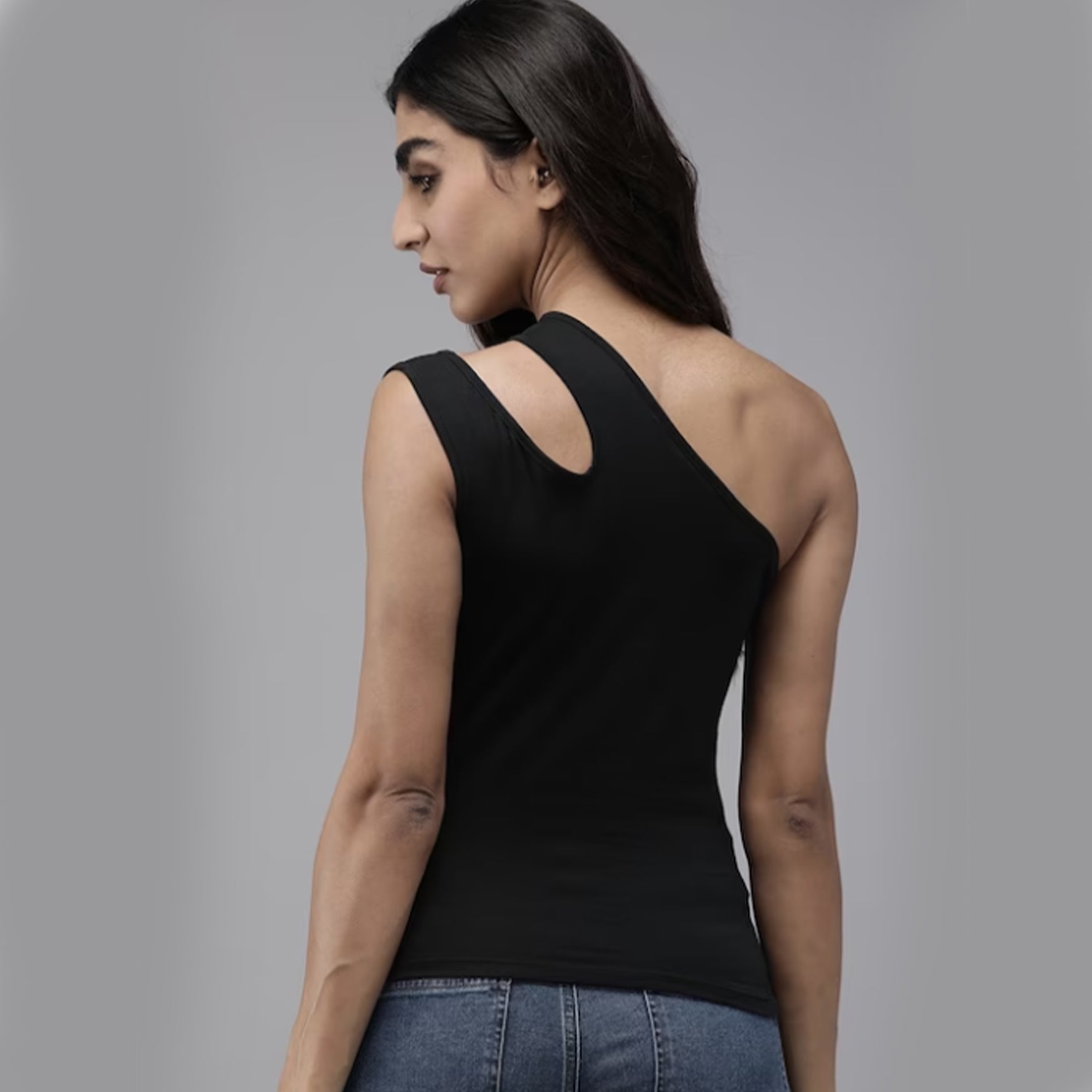 The Lifestyle Co. One Shoulder Fitted Top With Cut Outs