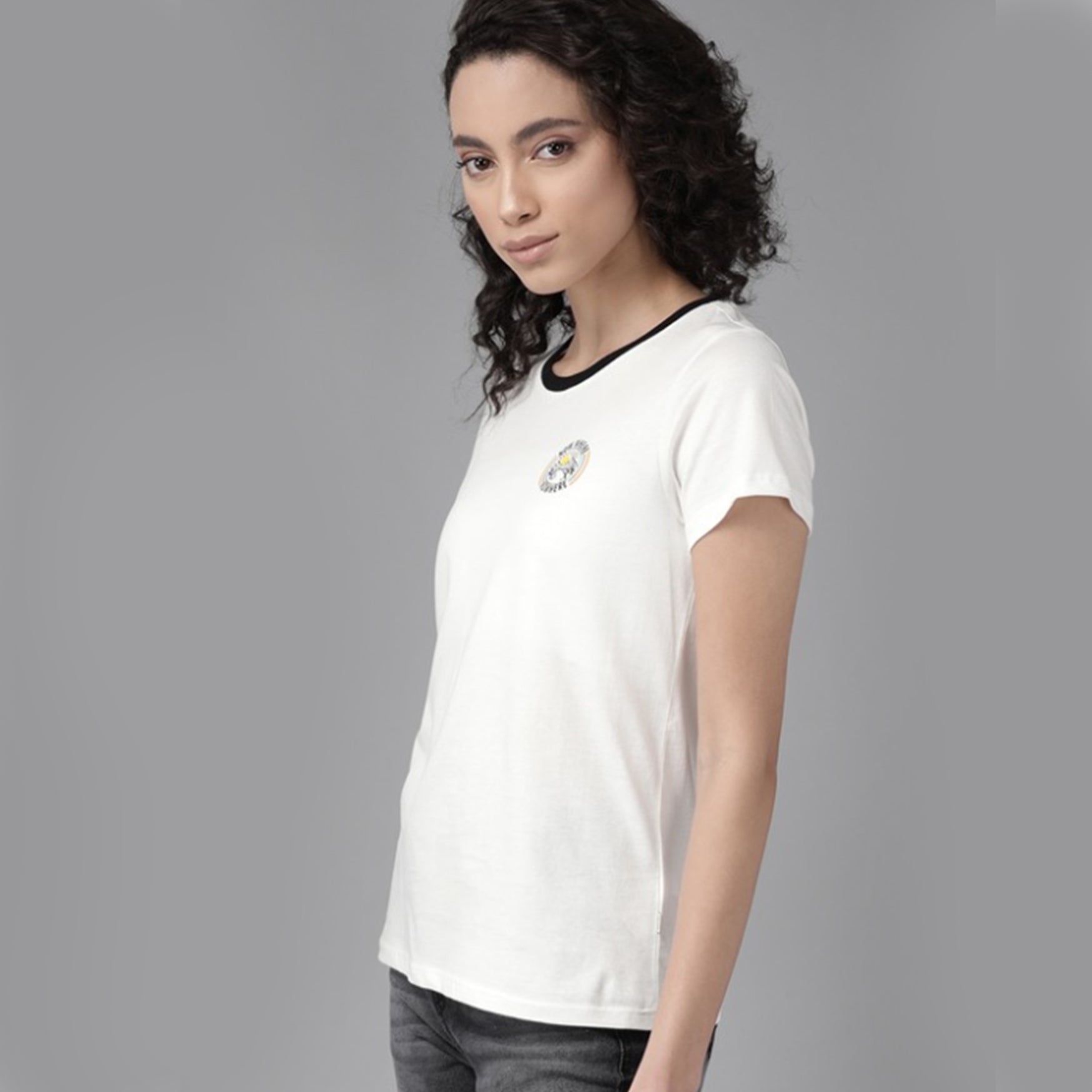 The Lifestyle Co Women White Solid Round Neck Pure Cotton T-shirt