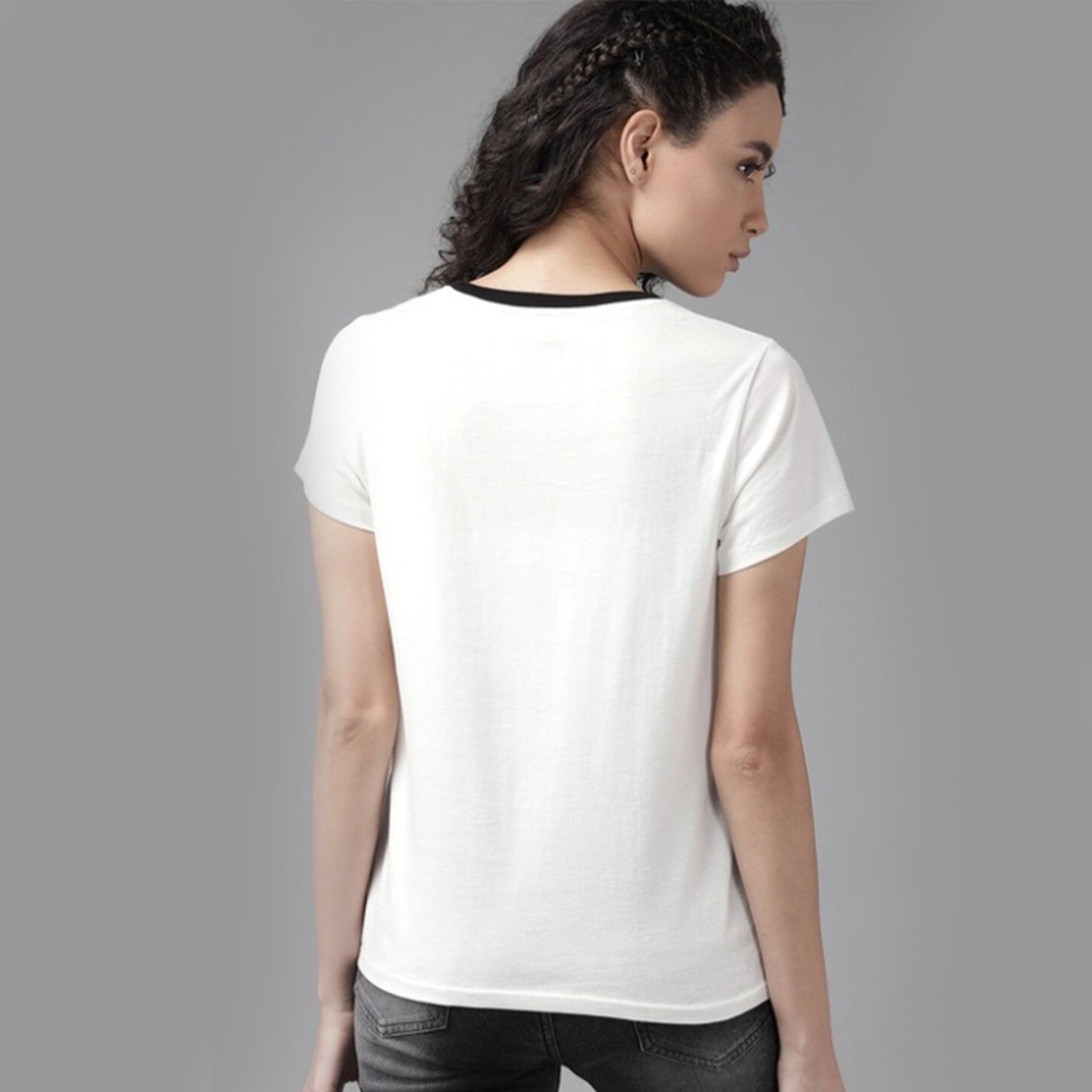 The Lifestyle Co Women White Solid Round Neck Pure Cotton T-shirt