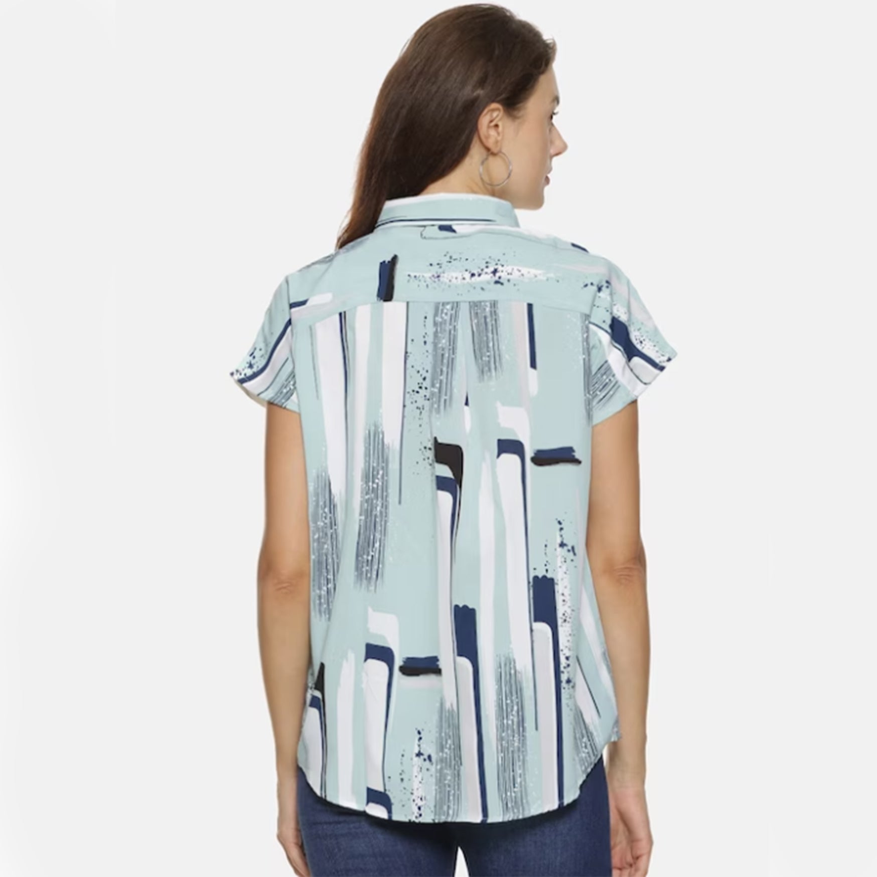 Women Blue Classic Printed Casual Shirt