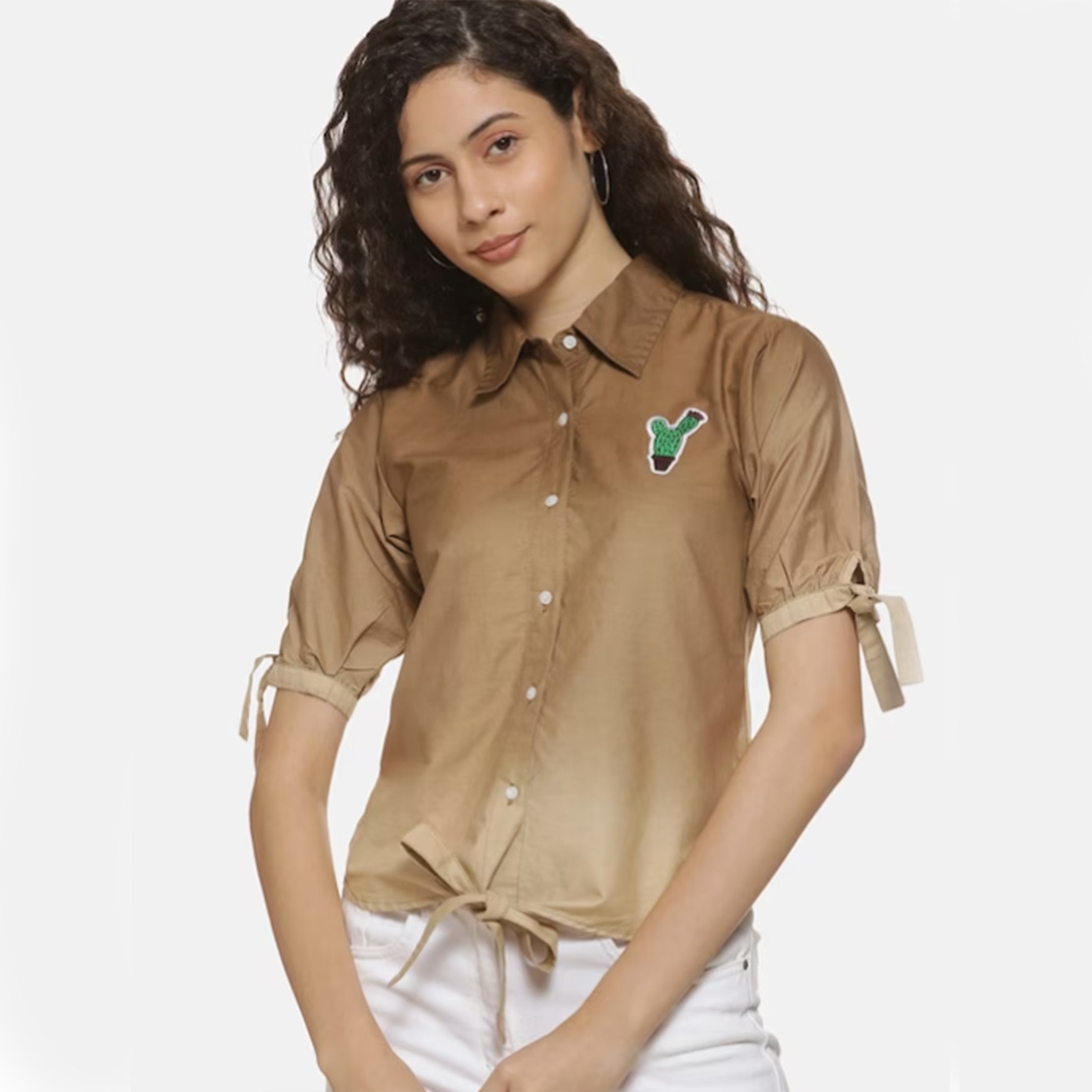 Women Brown Regular Fit Ombre Casual Shirt