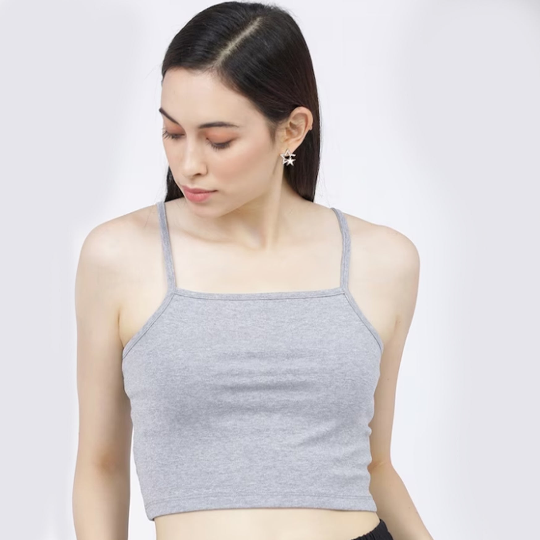 Women Grey Fitted Crop Top