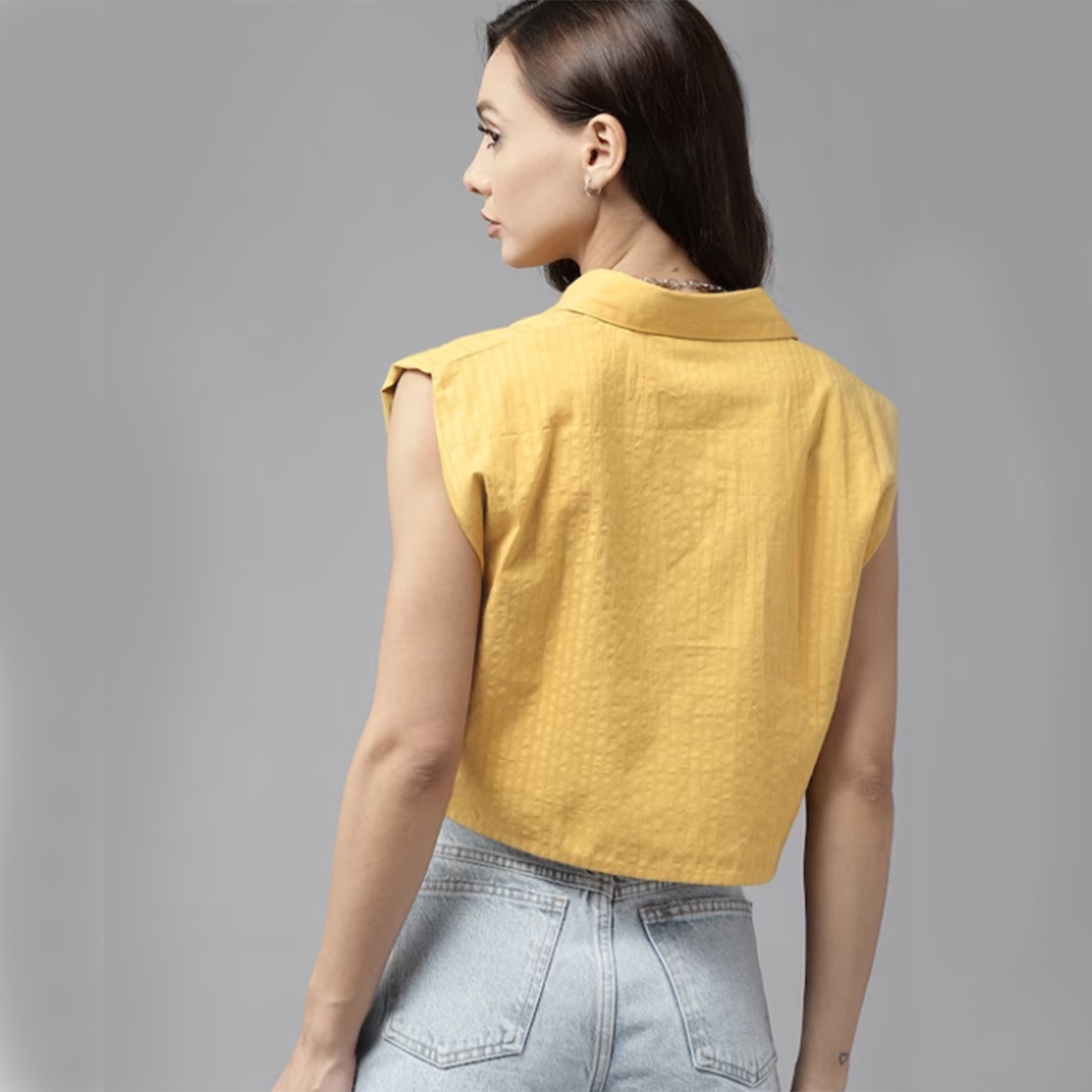 Women Mustard Pure Cotton Casual Shirt