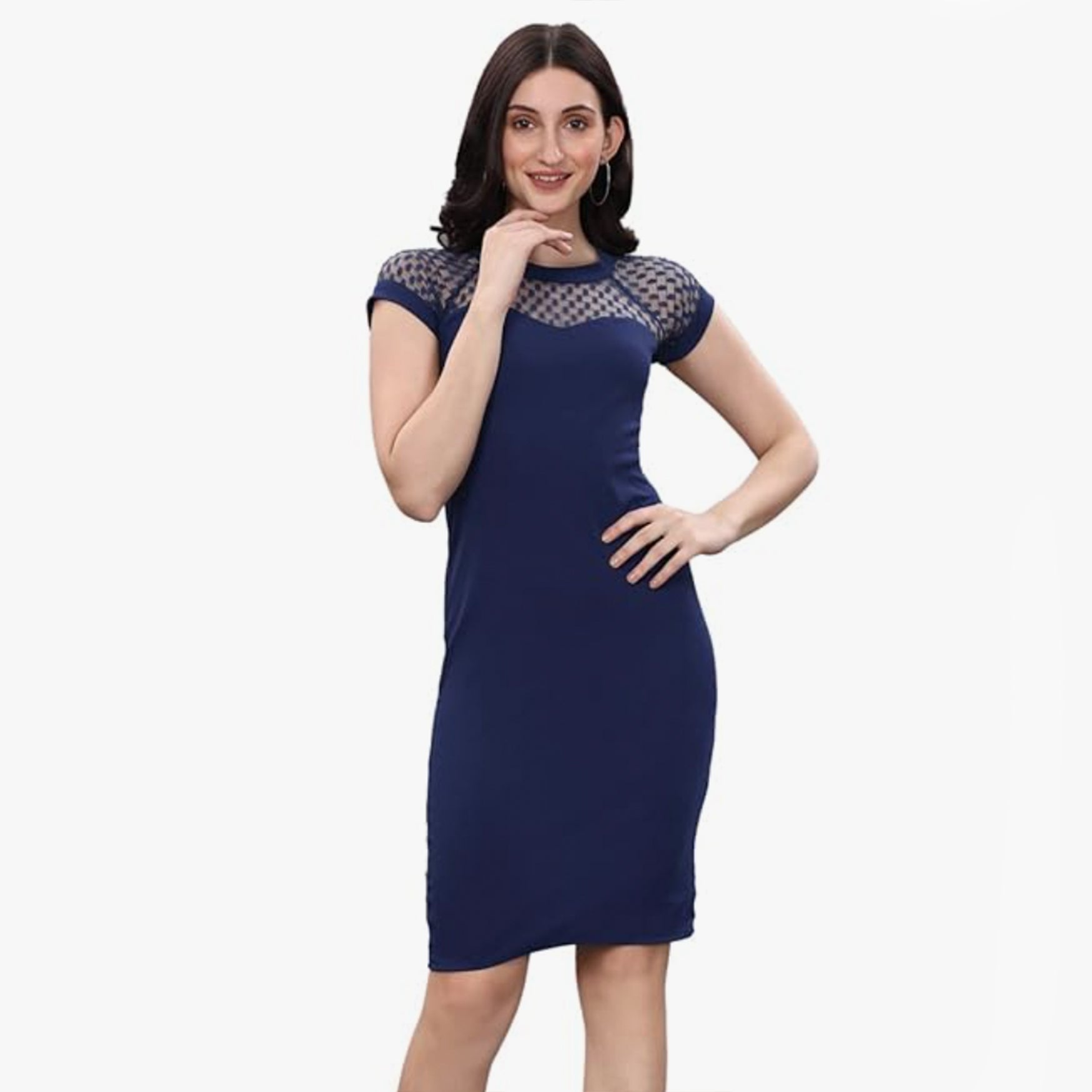 Aihole Enterprise Women's Midi Dress (D-83 Kiya Blue (XL)_Blue_X-Large)