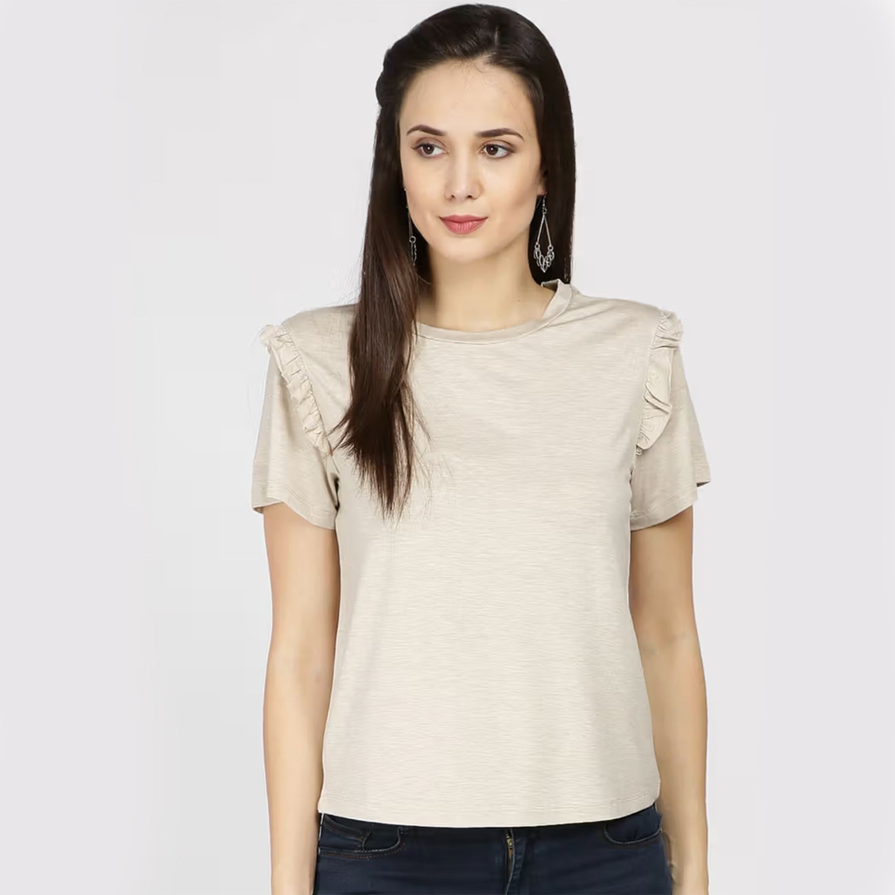 Beige Fashion Knitted Top (S)