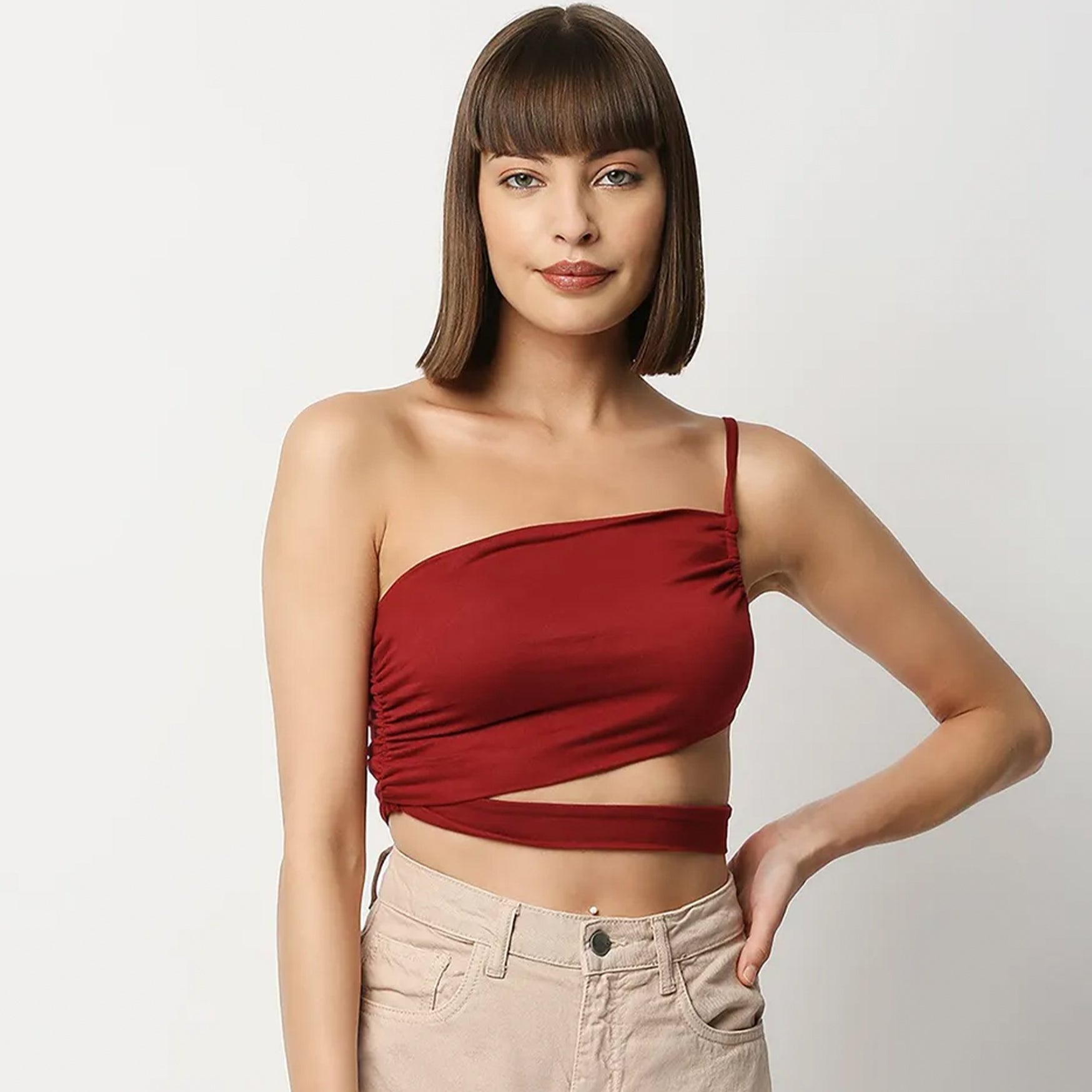 Disrupt Women Maroon Cut-Out Cami Trendy Vest Top (S)