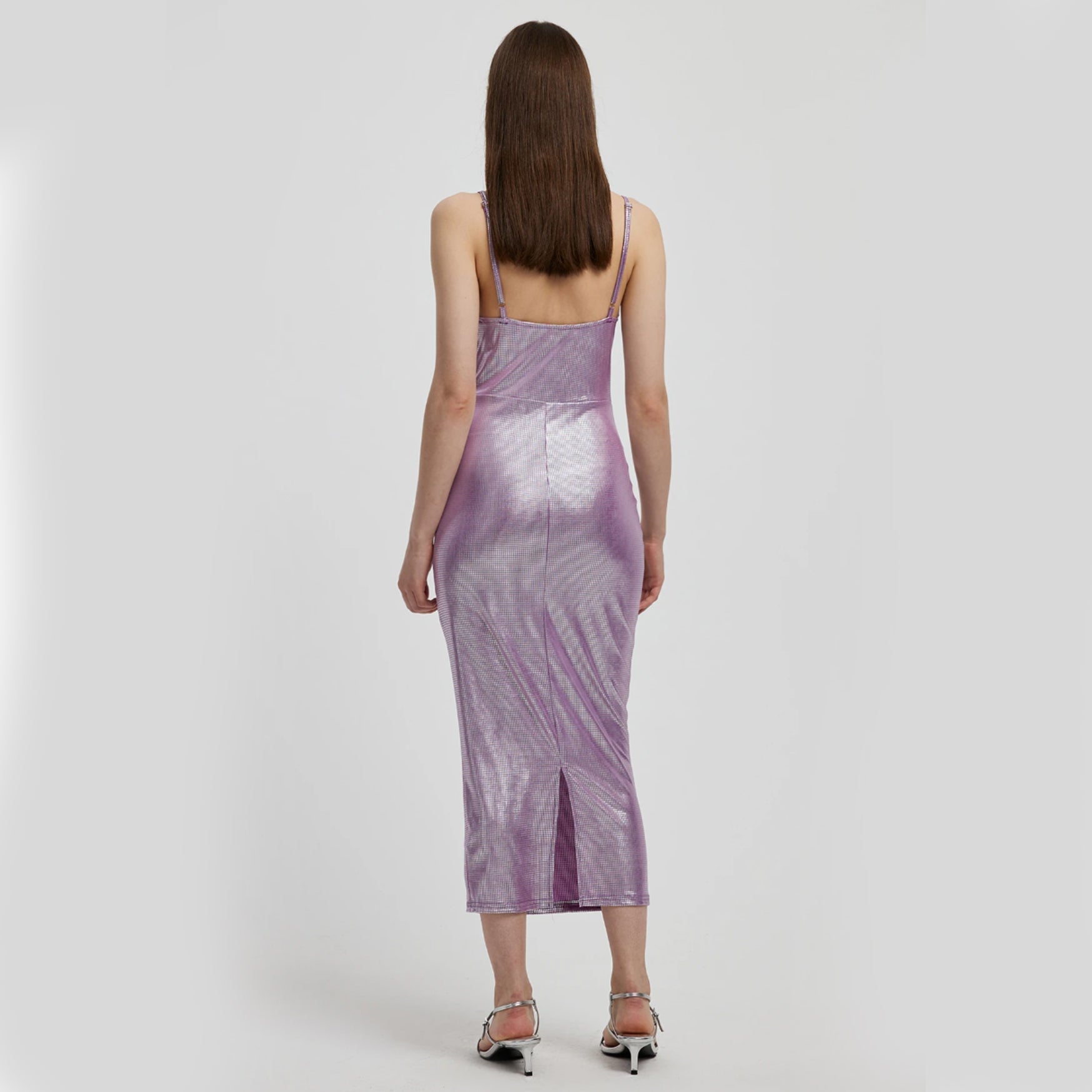 Draped Metallic Caimi Dress - Purple S