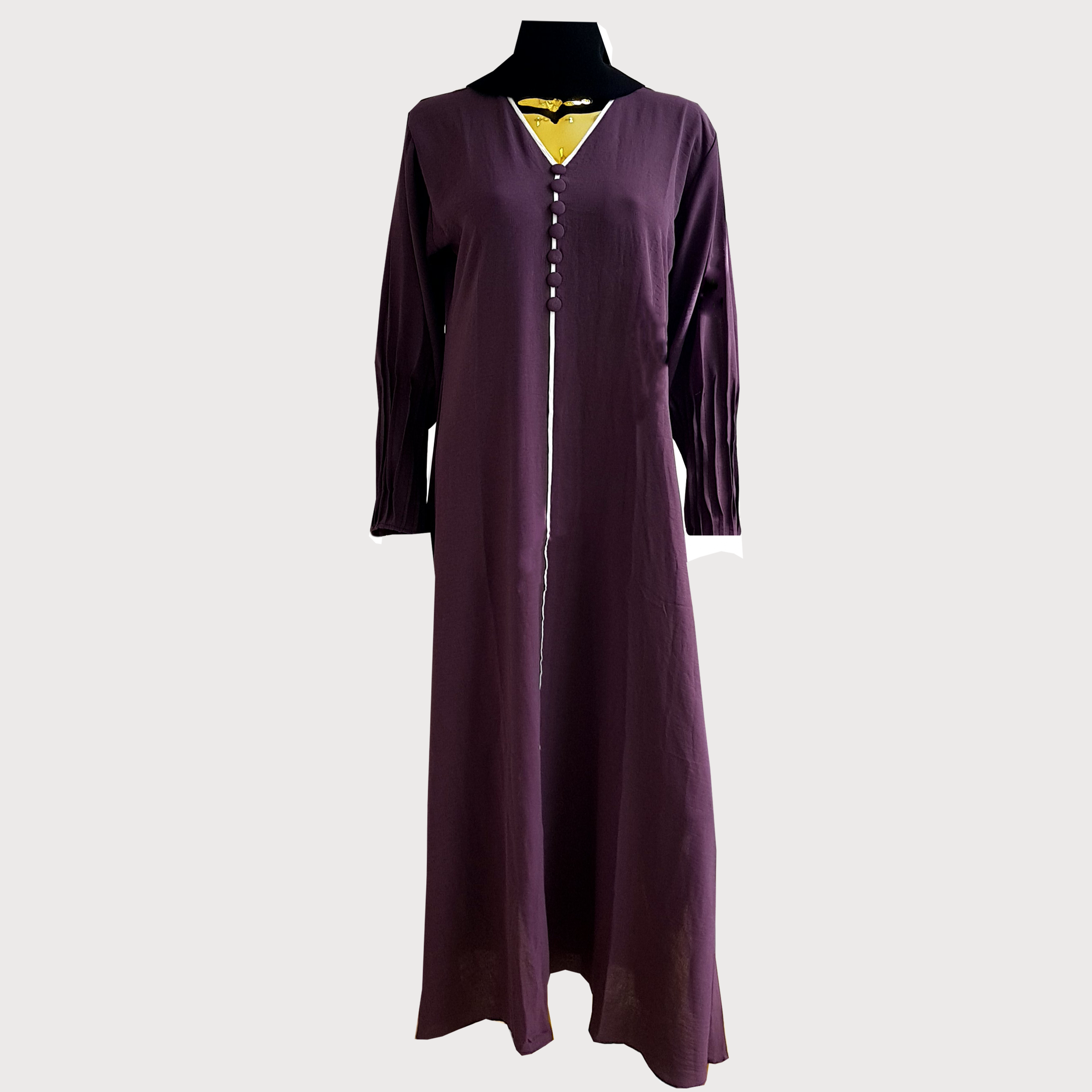 Classic V-Neck Buttoned Abaya