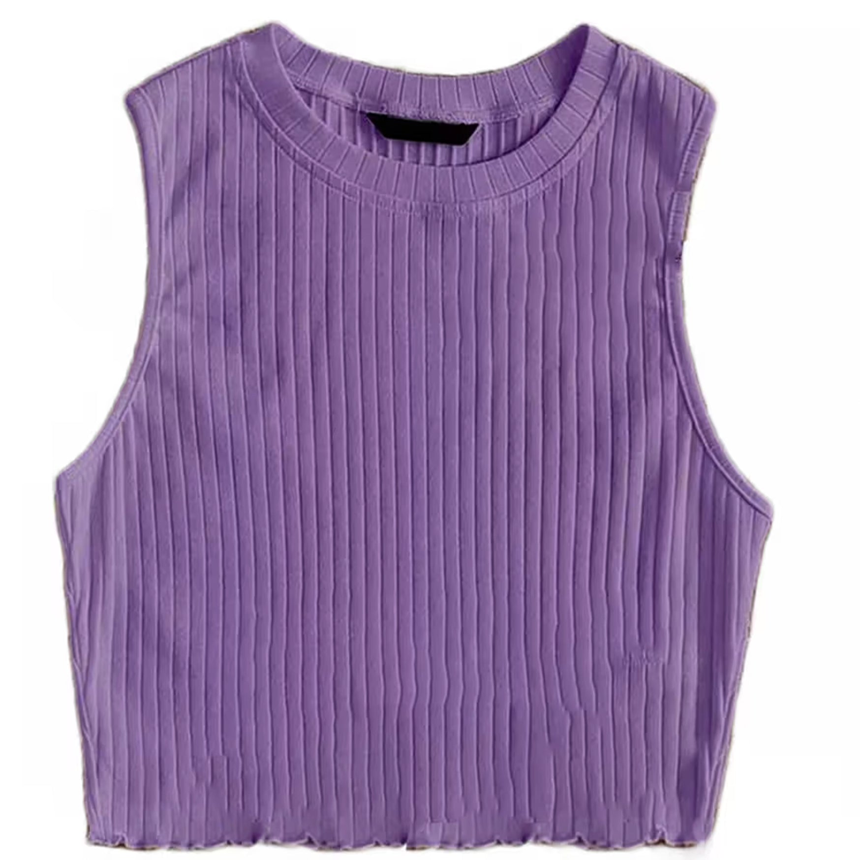 Khhalisi Rib Crop Purple Top for Women (S)