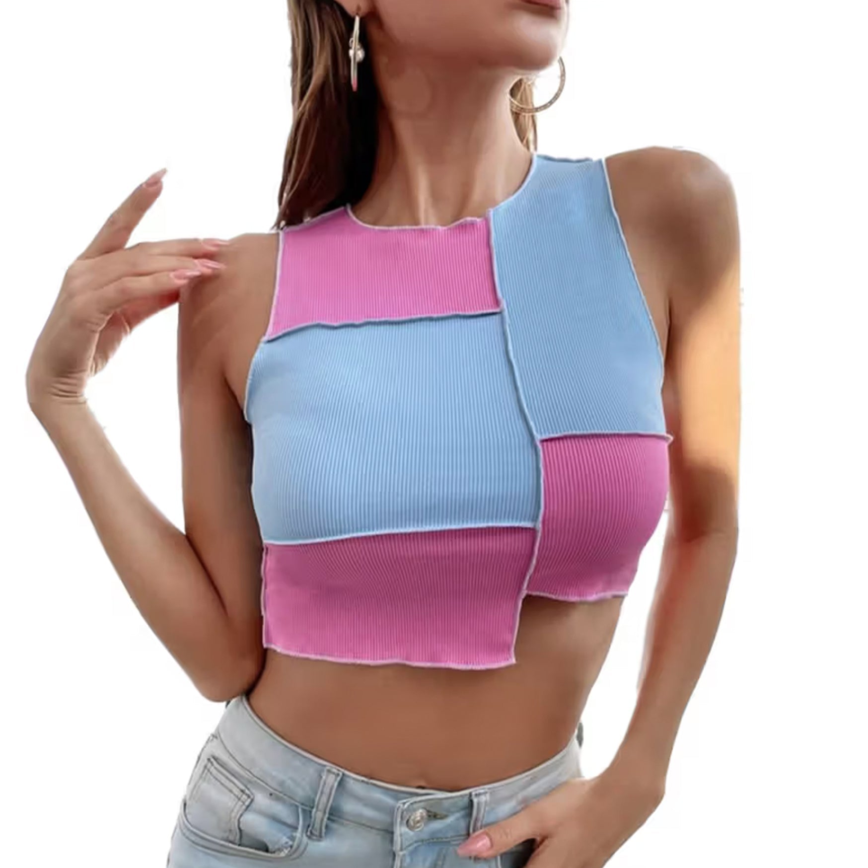 Khhalisi Sky Pink Crop Top for Womens (S)