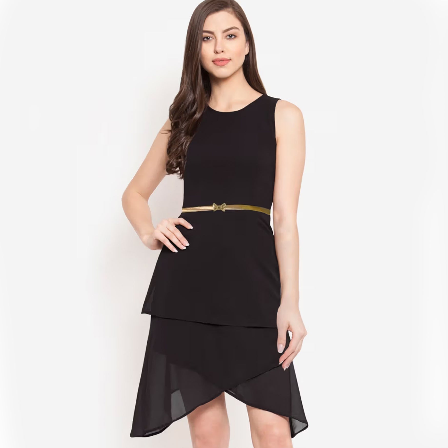 MARTINI Black Georgette High Low Dress (XS)