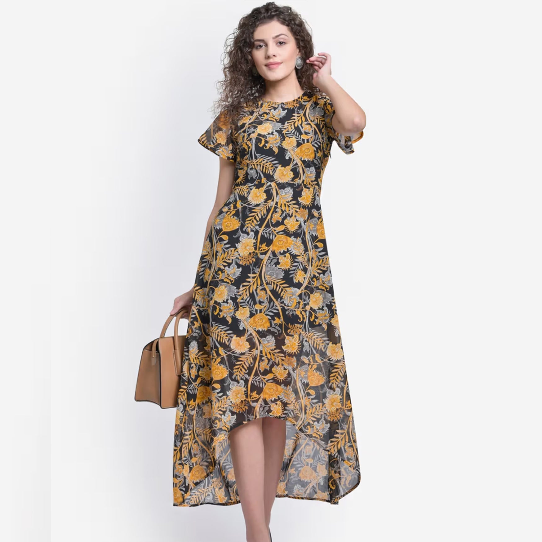 MARTINI Multi-Color Floral High Low Dress (XS)