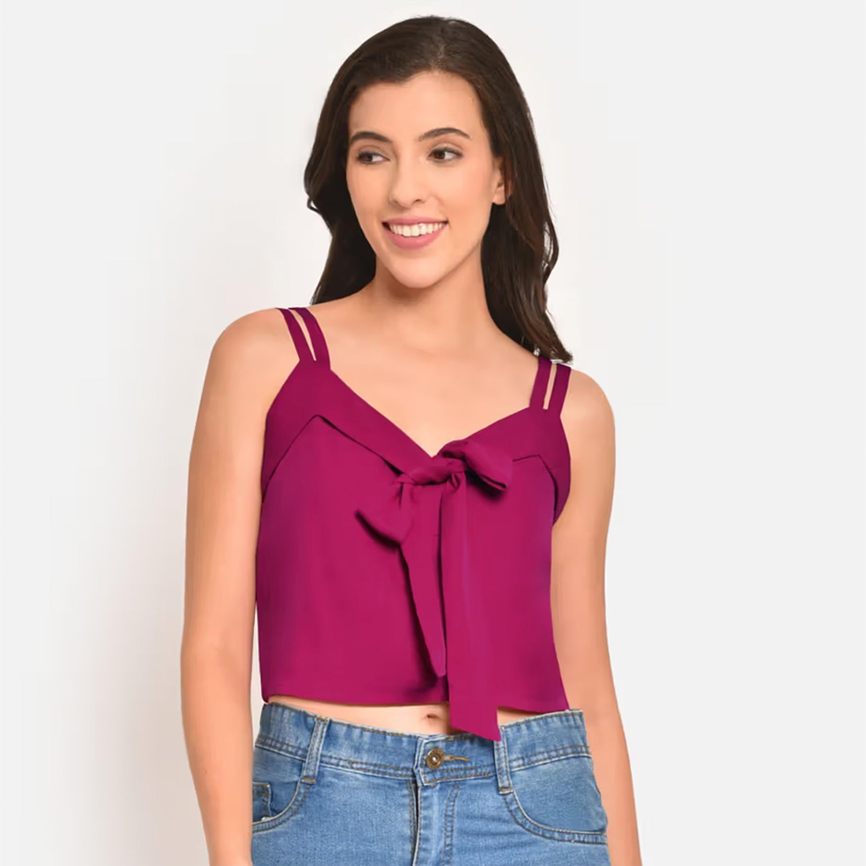 Martini Women Dark Magenta Front Knotting Top (L)