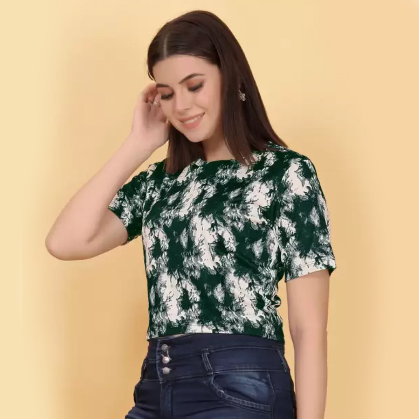 Mistigriz Casual Printed Women Green Top