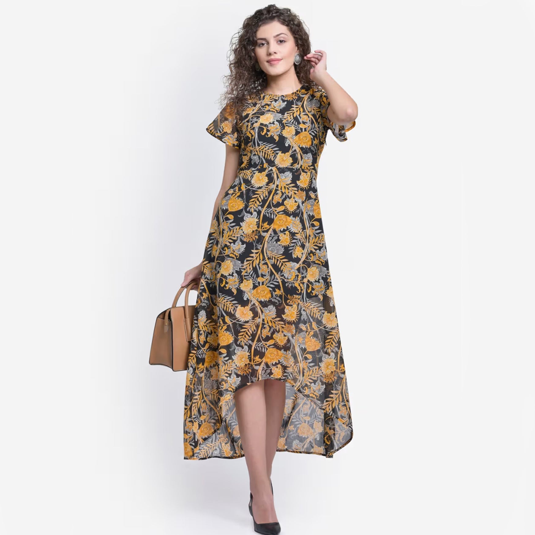 Multi-Color Floral High Low Dress (XS)