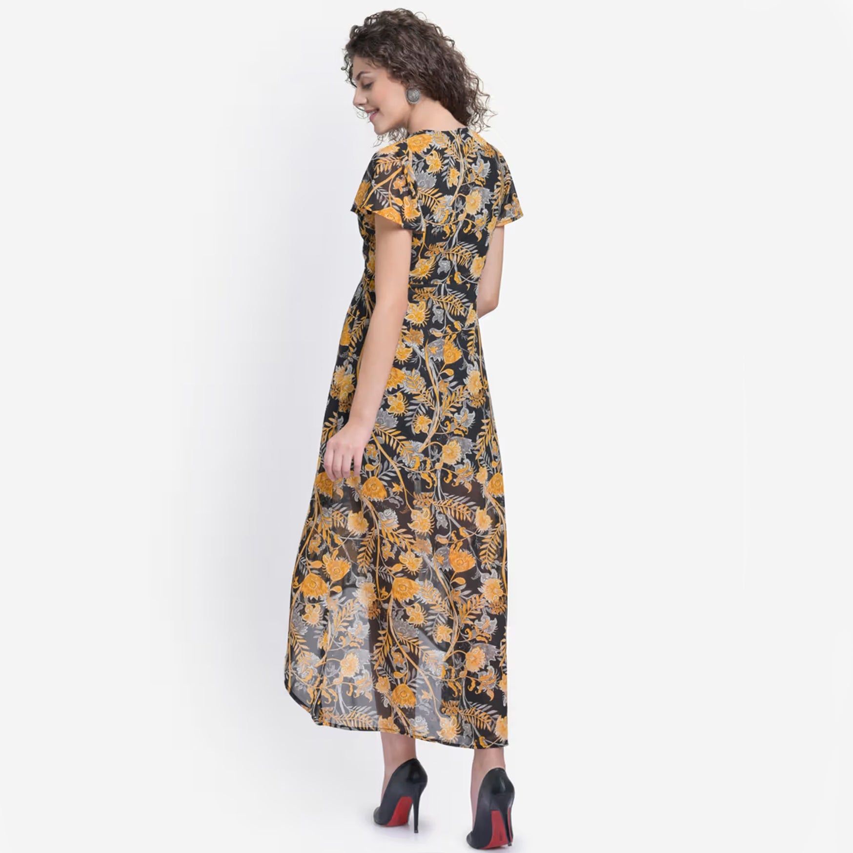 Multi-Color Floral High Low Dress (XS)