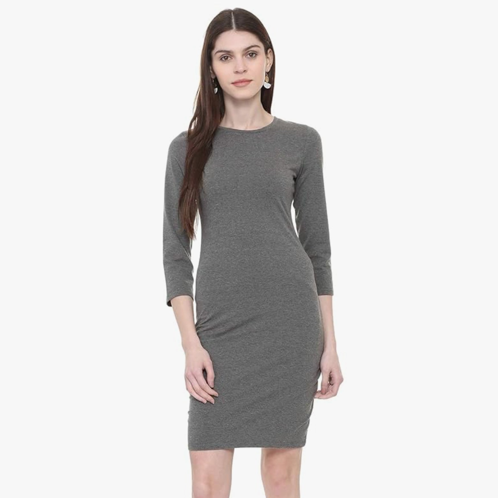 People Cotton a-line Dress (P2C103518480382_Grey_S)