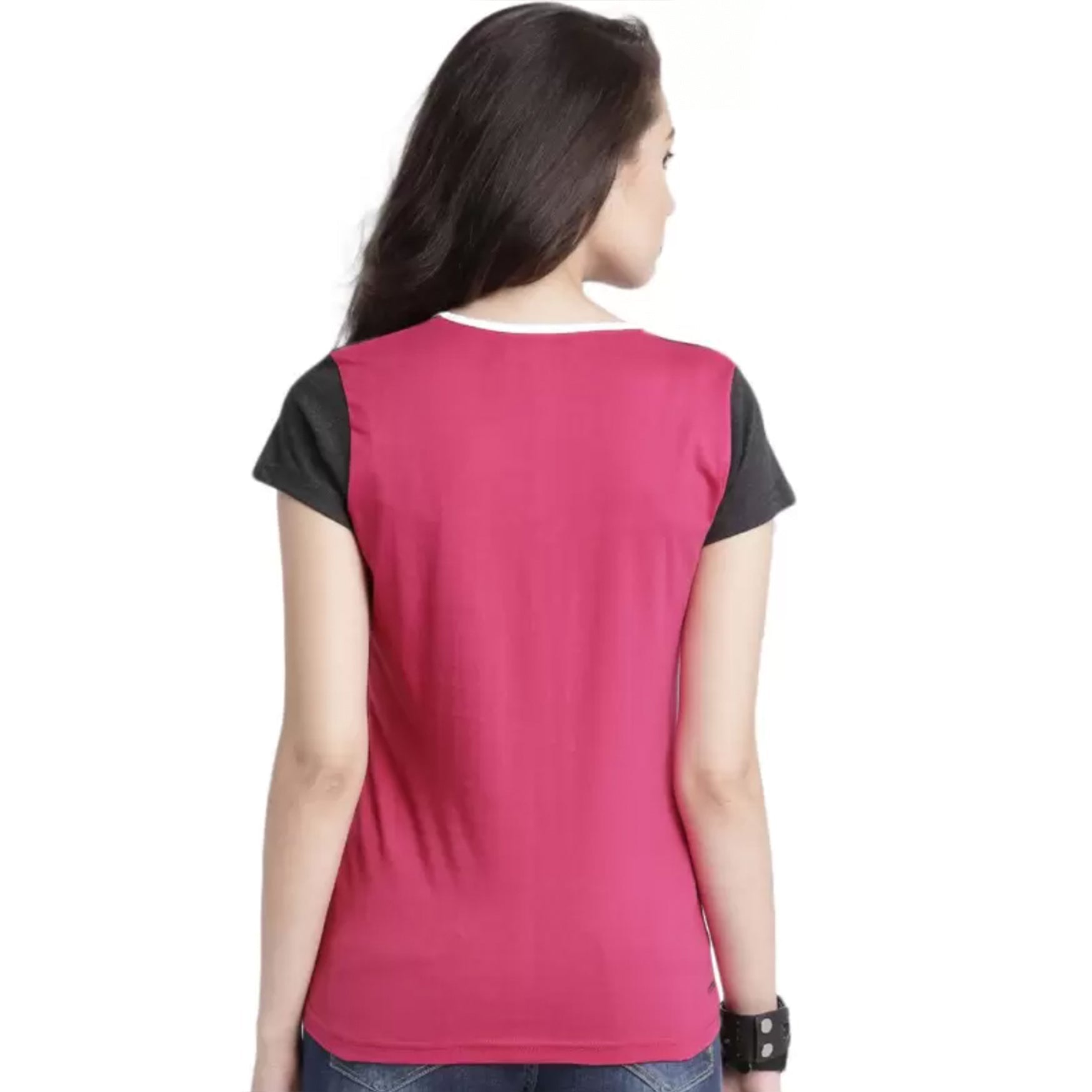 Roadster Colorblock Women V Neck Pink T-shirt