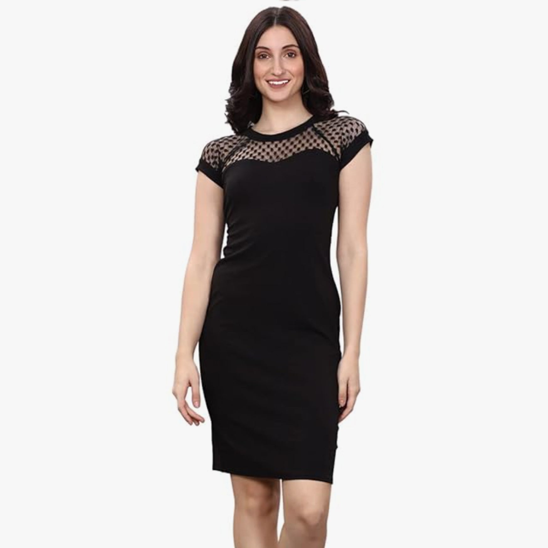 SIRIL Women's Mini Bodycon Dress (271TK6074-XL_Black4_XL)