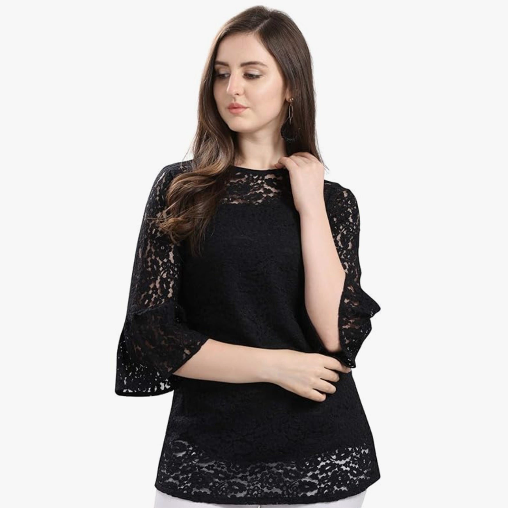 Selvia Women's Western Dress Shirt (102TKR2458-M_Black3 M)