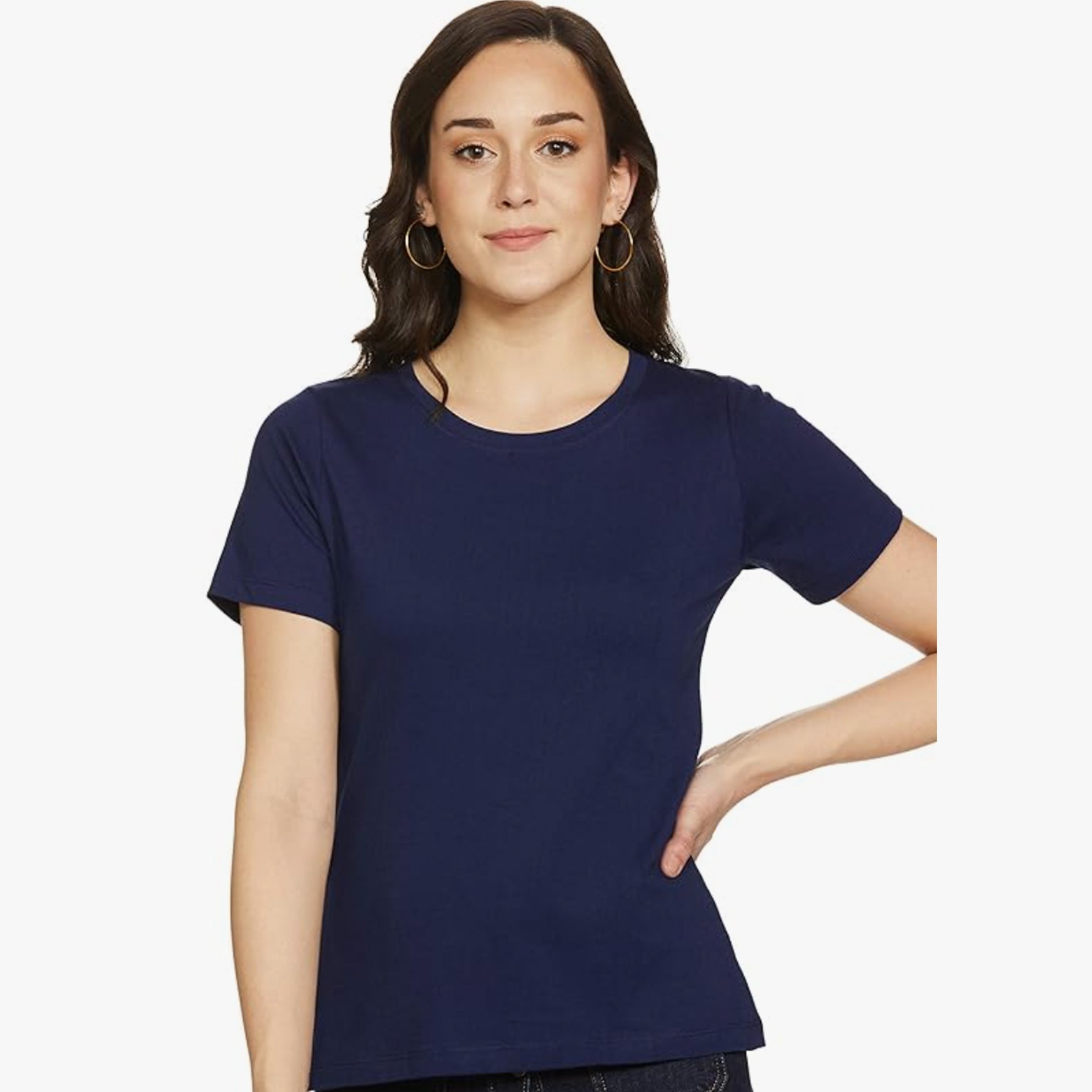 Styleville.in Women's Solid Regular fit Top (STSF402483_Navy S)
