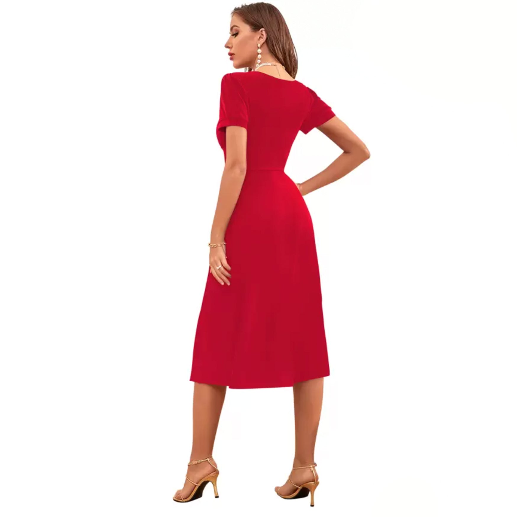 TESSAVEGAS Women Fit and Flare Red Dress
