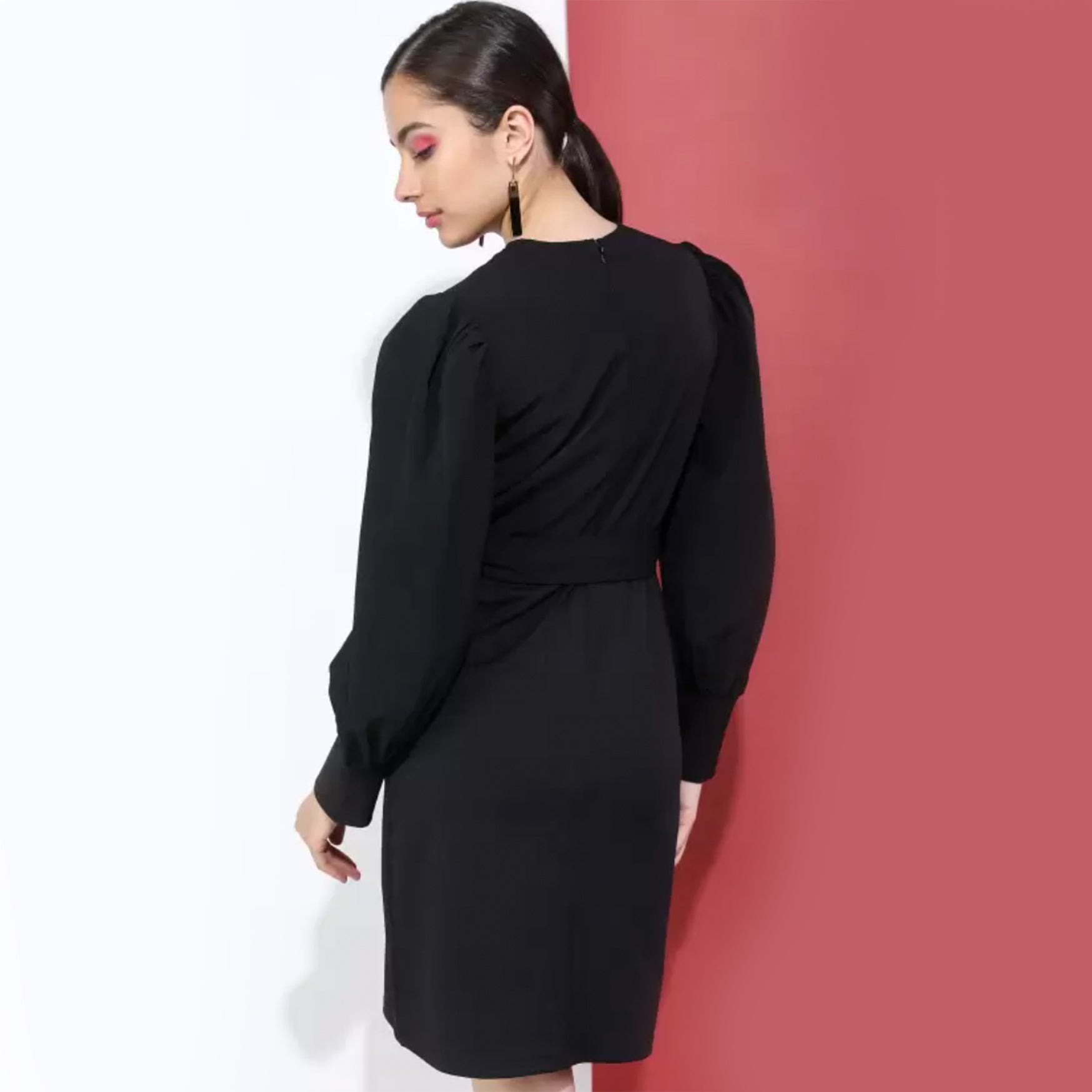 Tokyo Talkies Women Wrap Black Dress