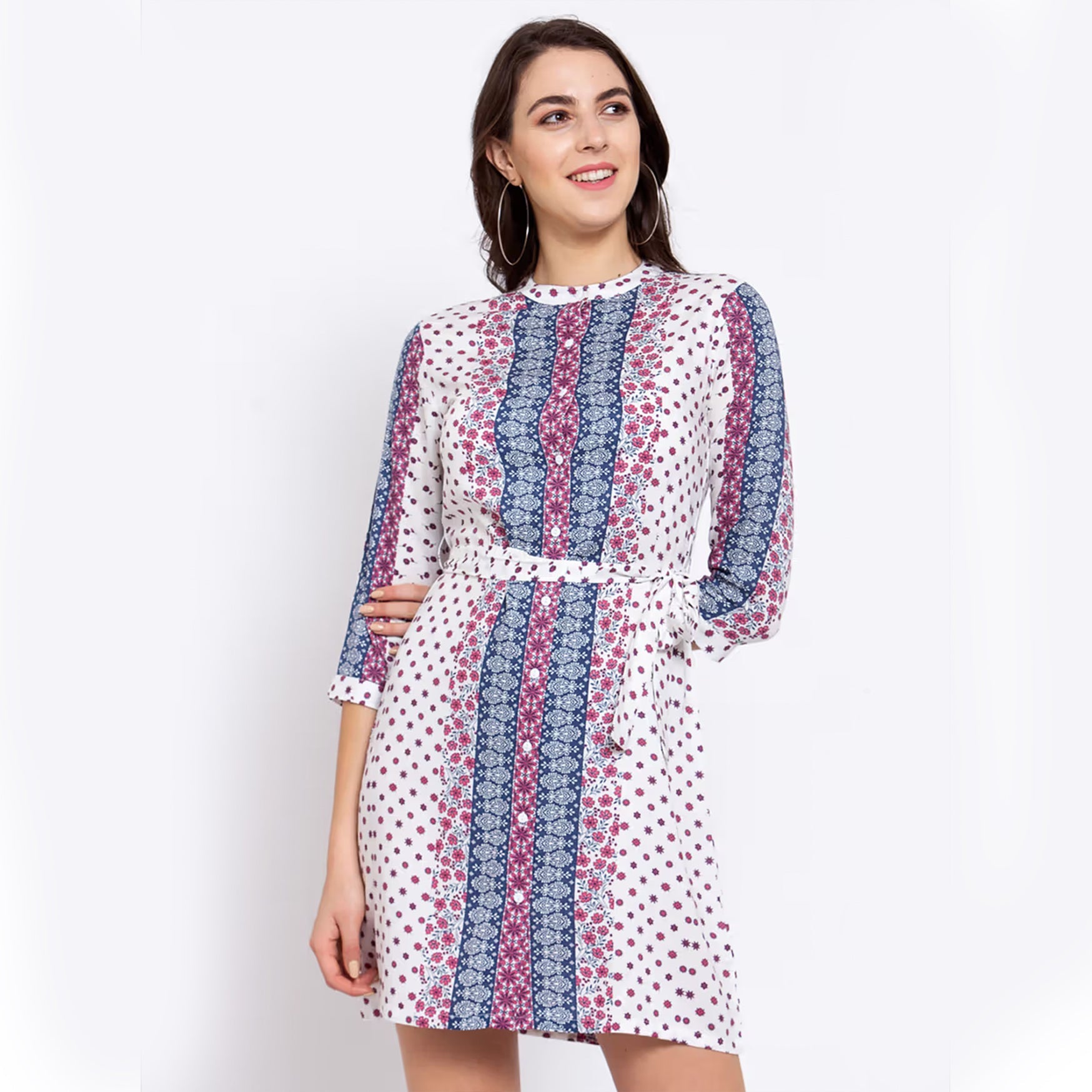 Women Multi Printed Fit and Flare Dress (Set of 2) (S)